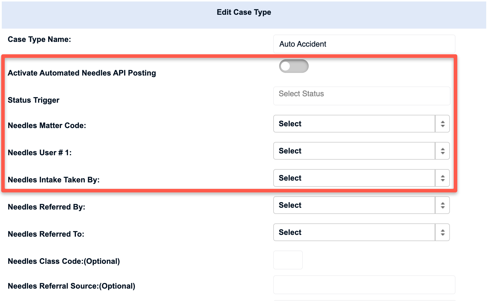 CRM to Needles 4 Integration Law Ruler Software, LLC