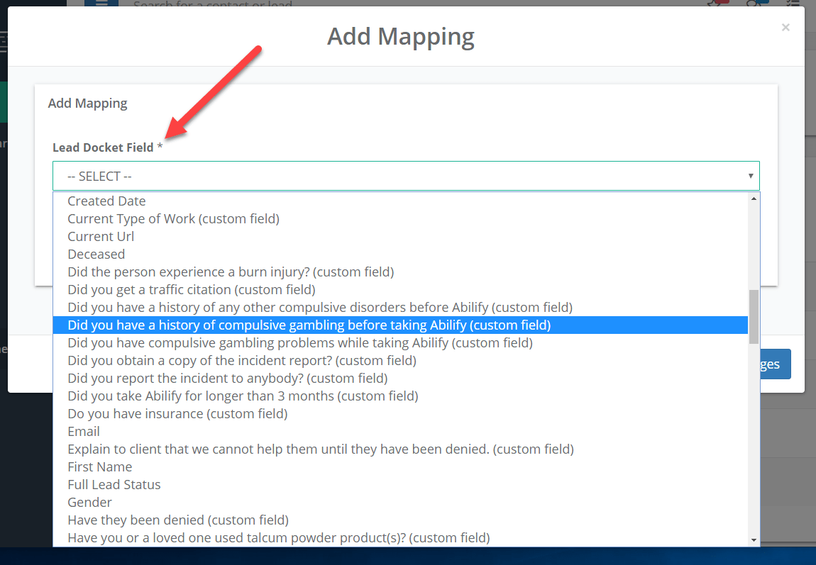Filevine Custom Mapping Lead Docket