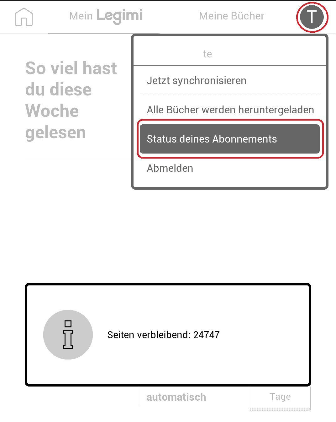 Wo kann ich den laufenden SeitenVerbrauch im Rahmen meines Pakets