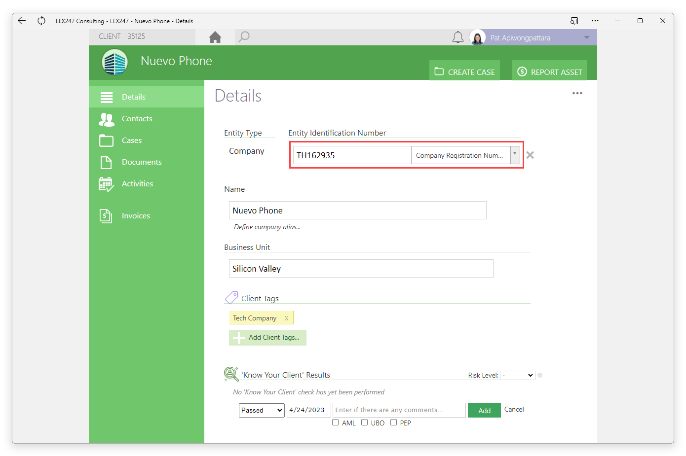 How to Update an Entity Identification Number on Client Card LEX247