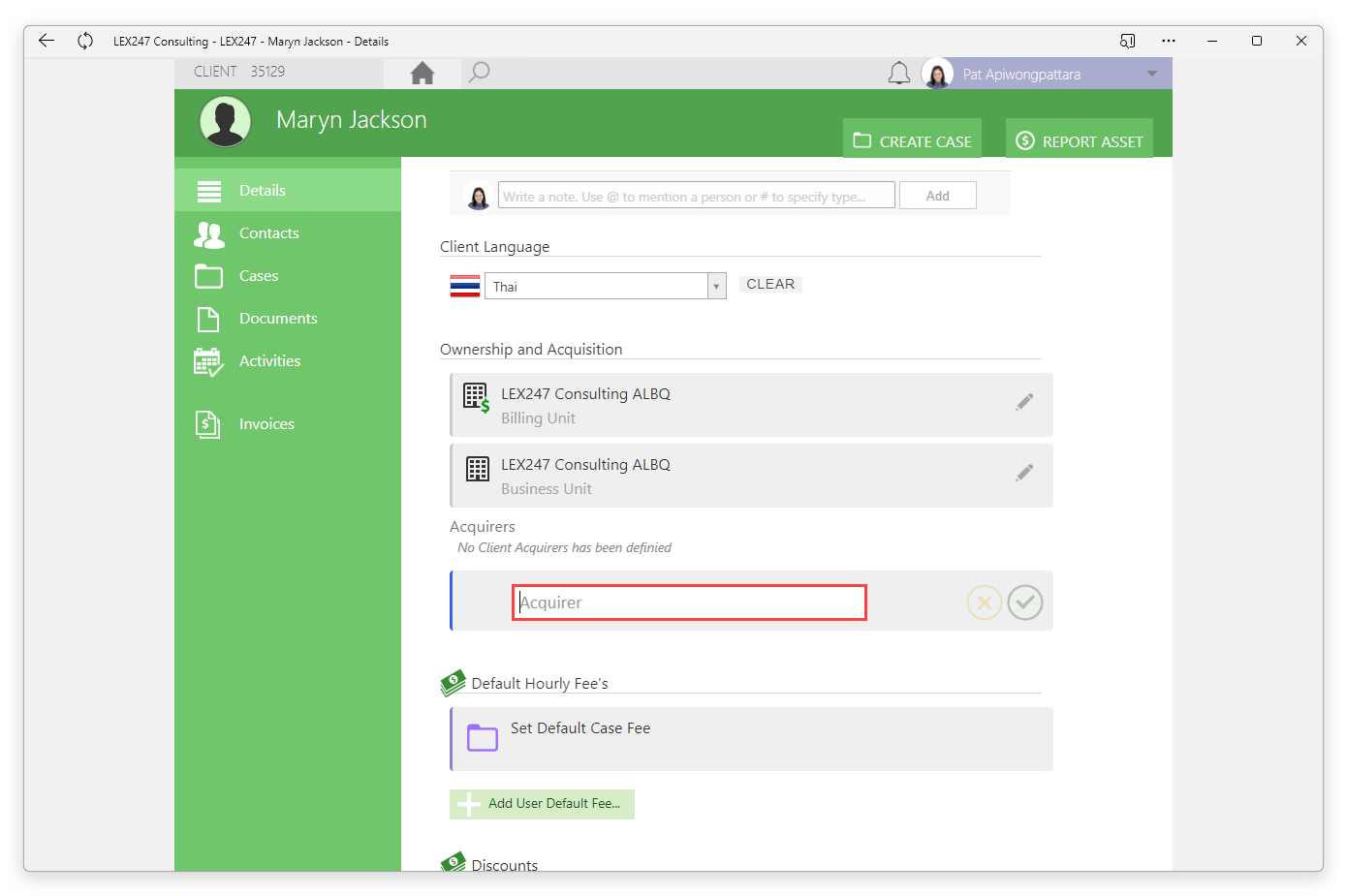How to Add an Acquirer on Client Card LEX247