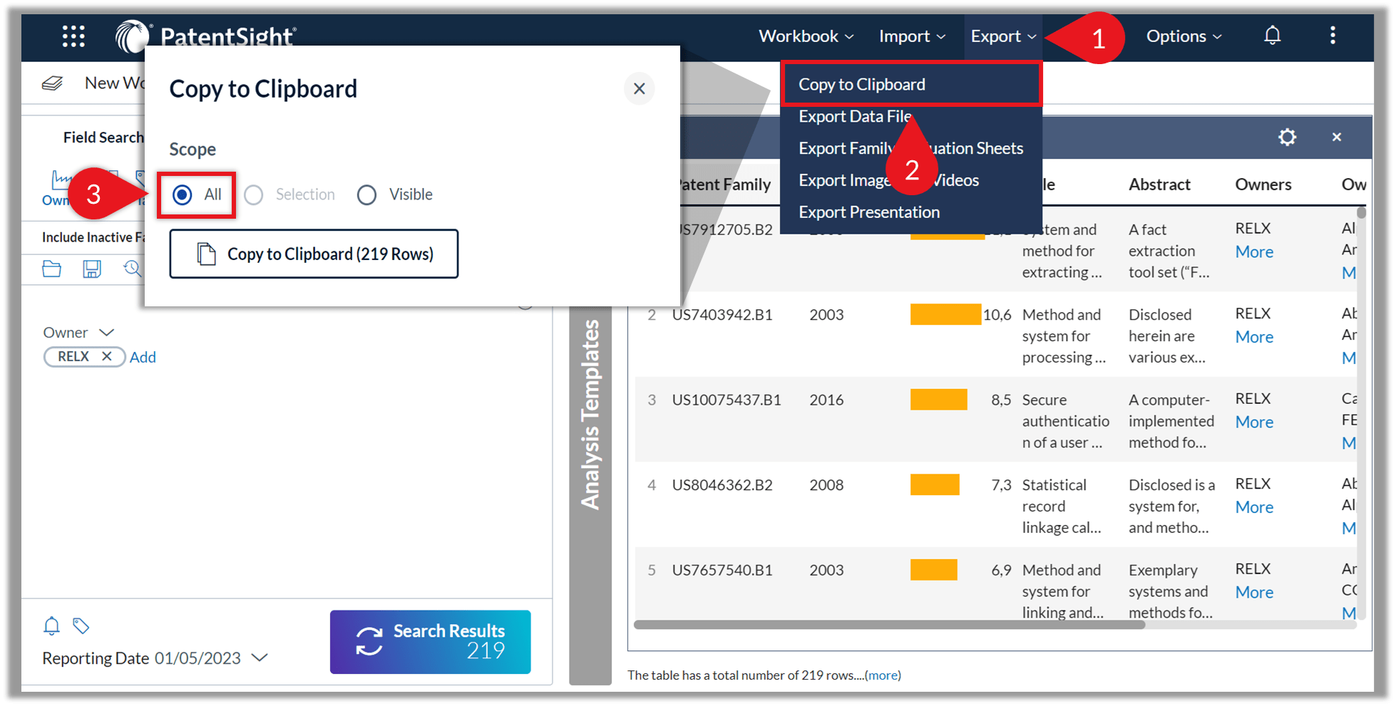 Export Options LexisNexis Intellectual Property Solutions