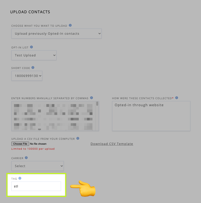 Squeezing The Lime 197 Include a tag when uploading contacts