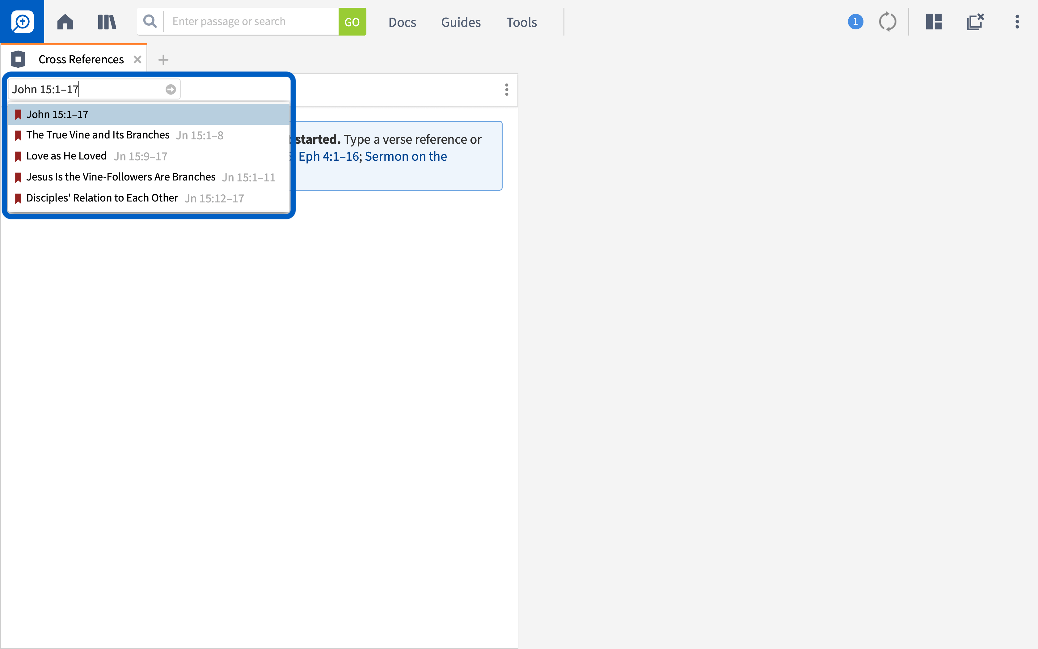 Cross References Guide Section Logos Help Center