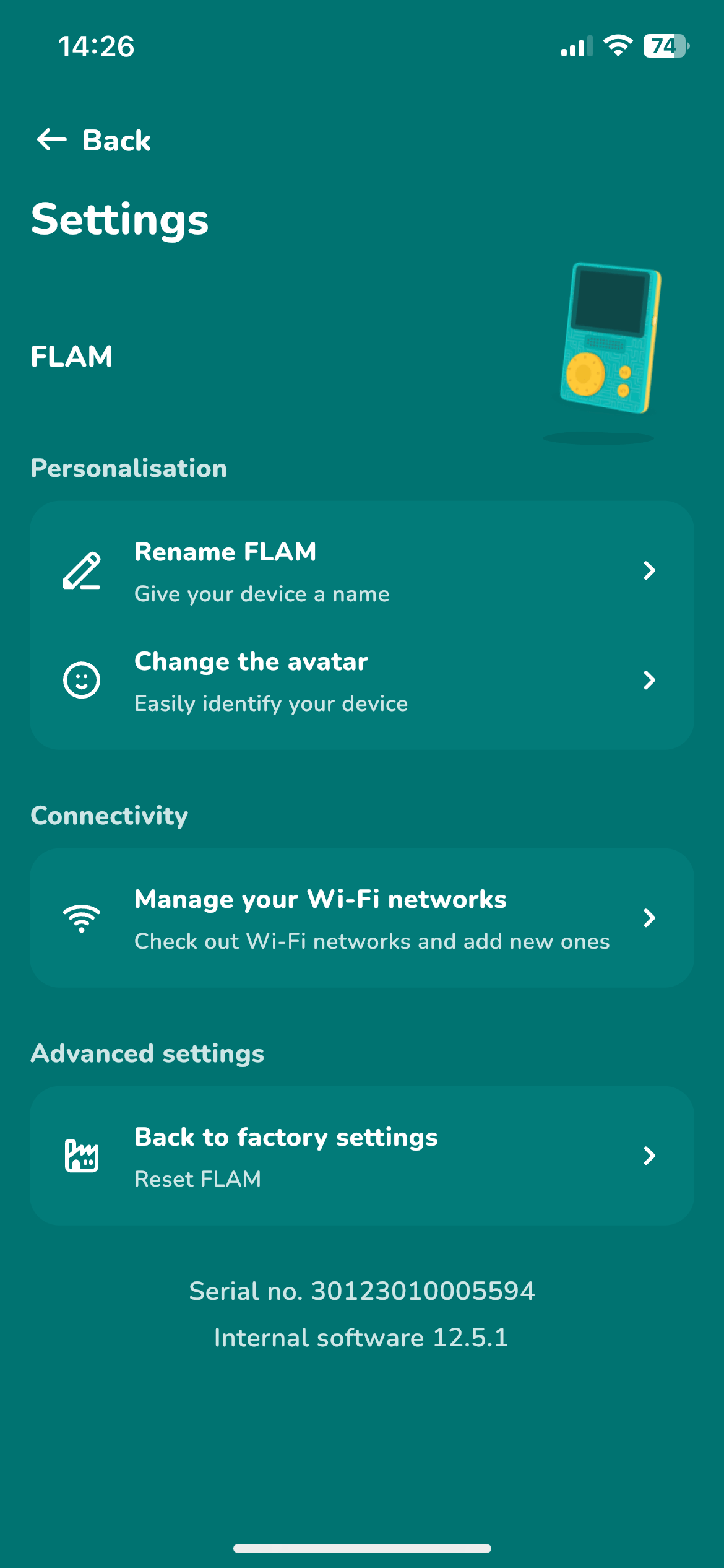 Where can I find FLAM's serial number? Lunii USA