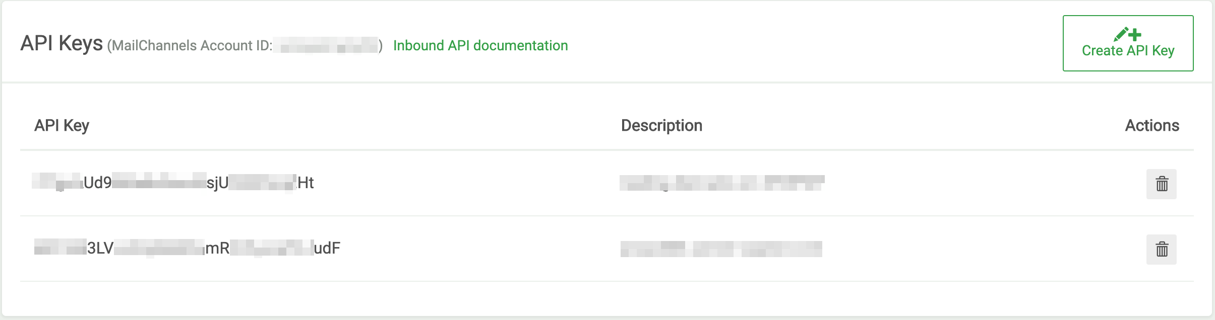 Using multiple API keys to manage inbound filtering domains more