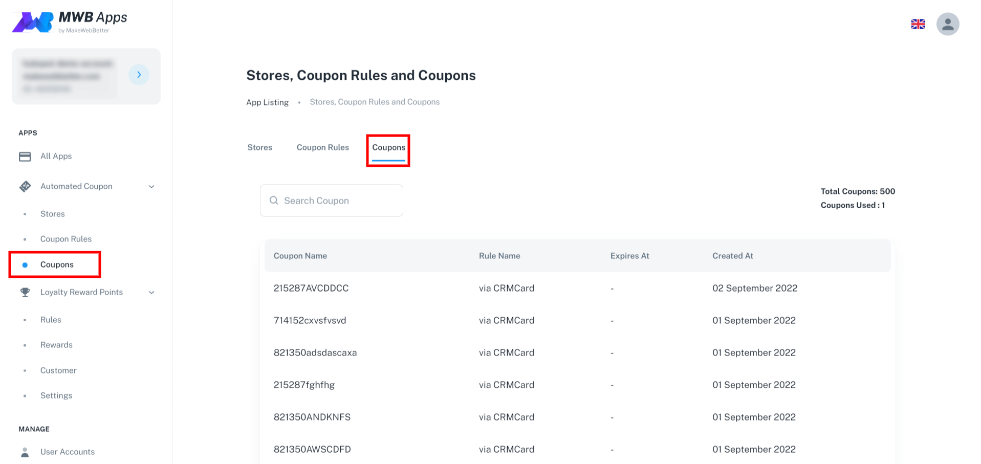 How to track the coupon usage from the app itself?