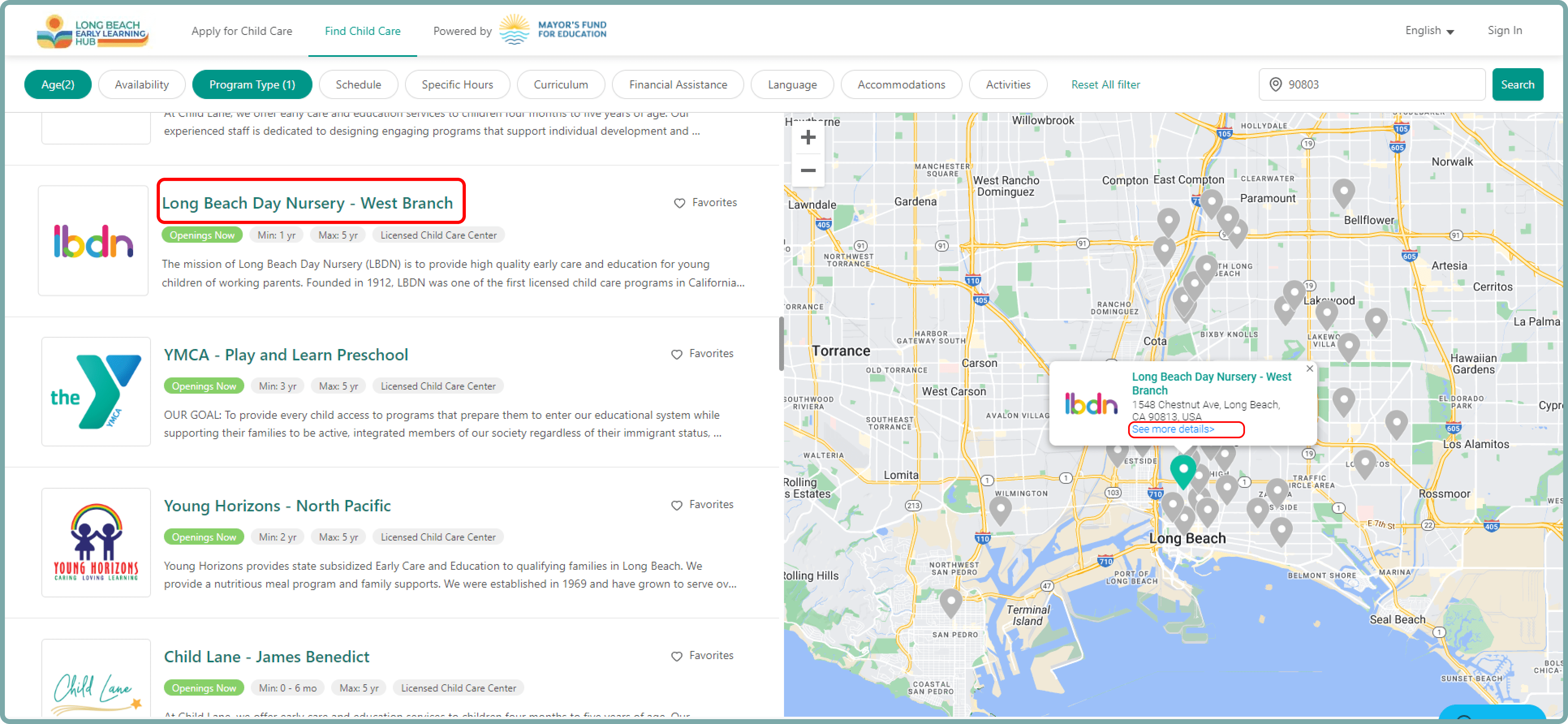 Long Beach Early Learning Hub MyCareConnect Family () How to find