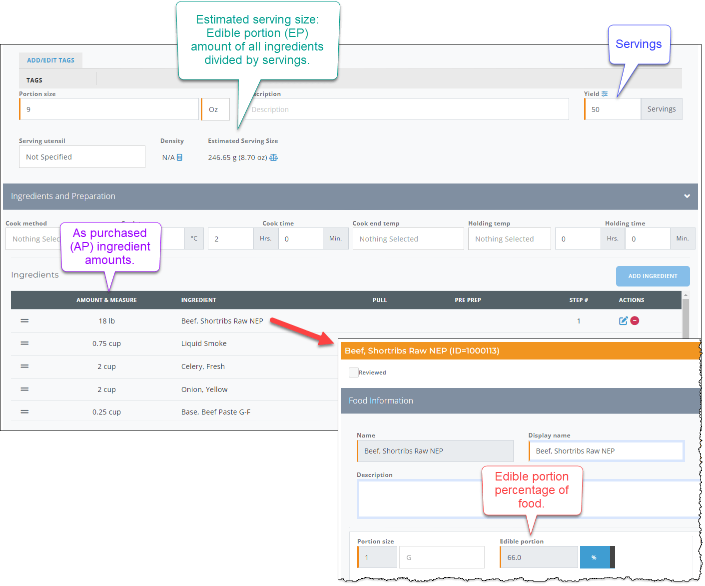 Understanding Estimated Serving Size of a Recipe MealSuite