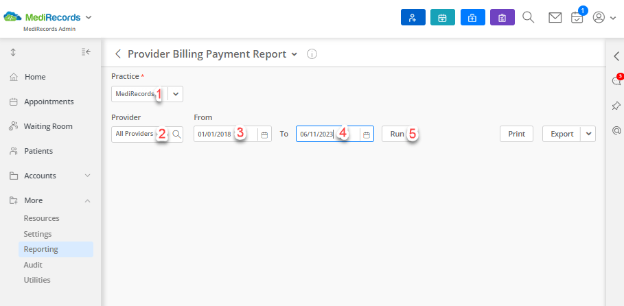 Provider Billing Payment Report – MediRecords Knowledge Base
