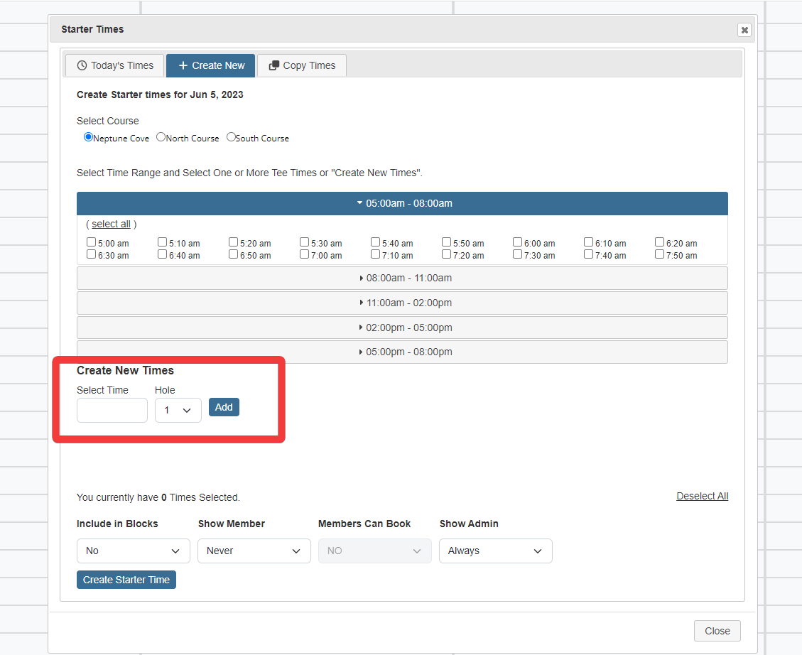 MembersFirst Learning Center Creating Starter Times