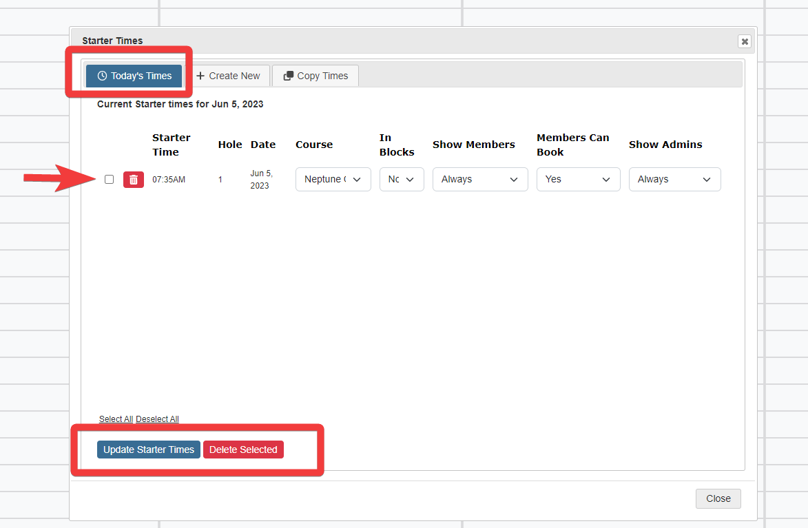 MembersFirst Learning Center Creating Starter Times