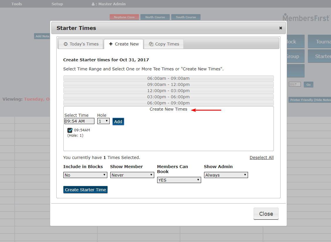 MembersFirst Learning Center Creating Starter Times