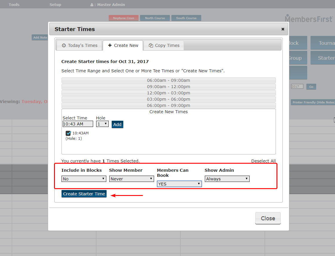 MembersFirst Learning Center Creating Starter Times