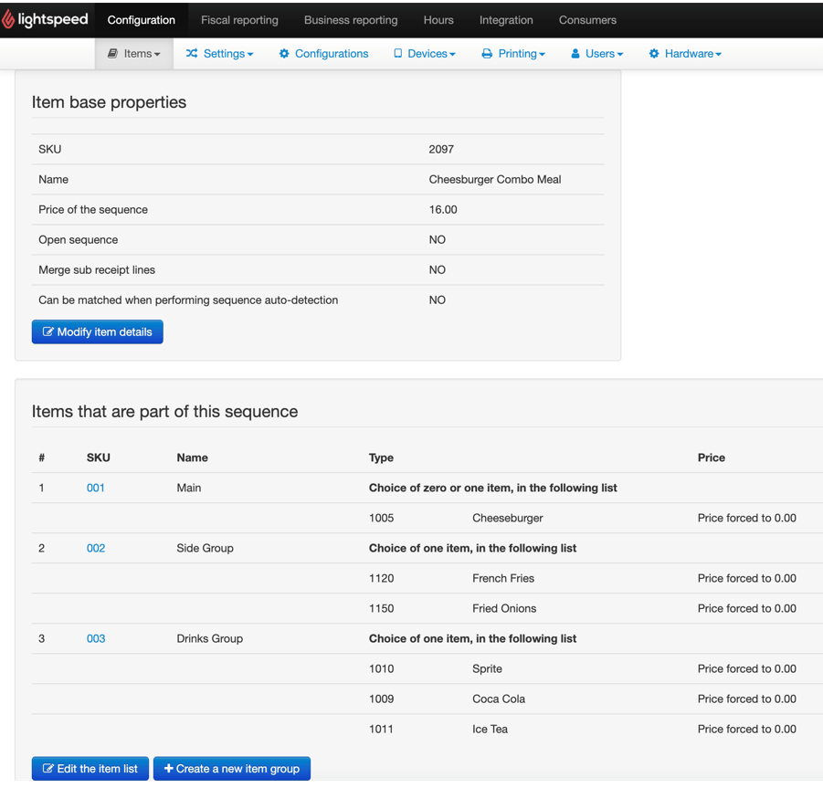 How to create a combo with iKentoo/Lightspeed POS MENU