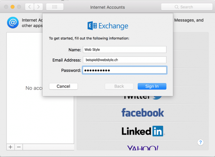 Zimbra EMailKonto in Apple Mail auf MAC einbinden 