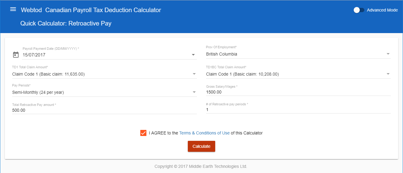 Quick Calculator Retroactive Pay Middle Earth Technologies Customer