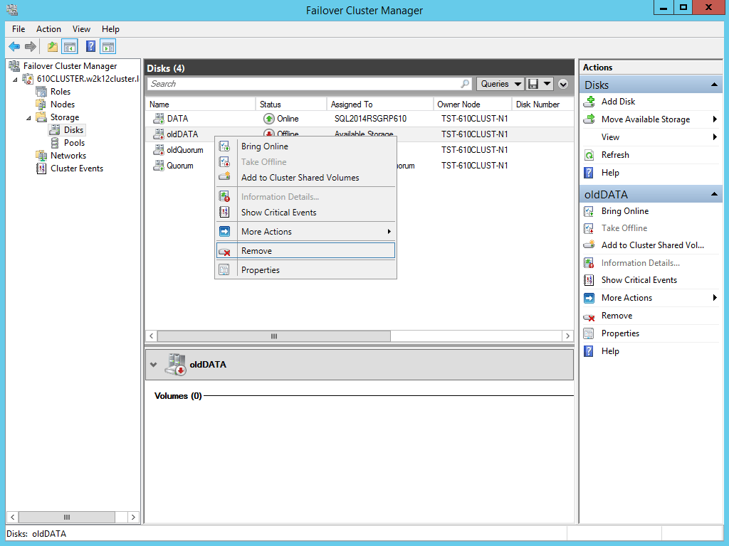 KB Article for rebuilding a Windows Server 2012 R2 Cluster