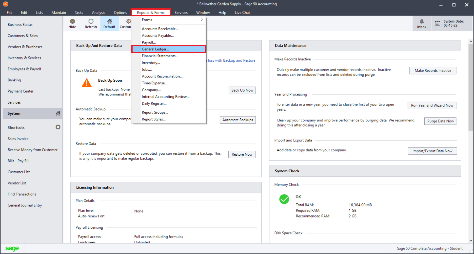 Sage 50 (É.U.) Exporter le grand livre général MindBridge French