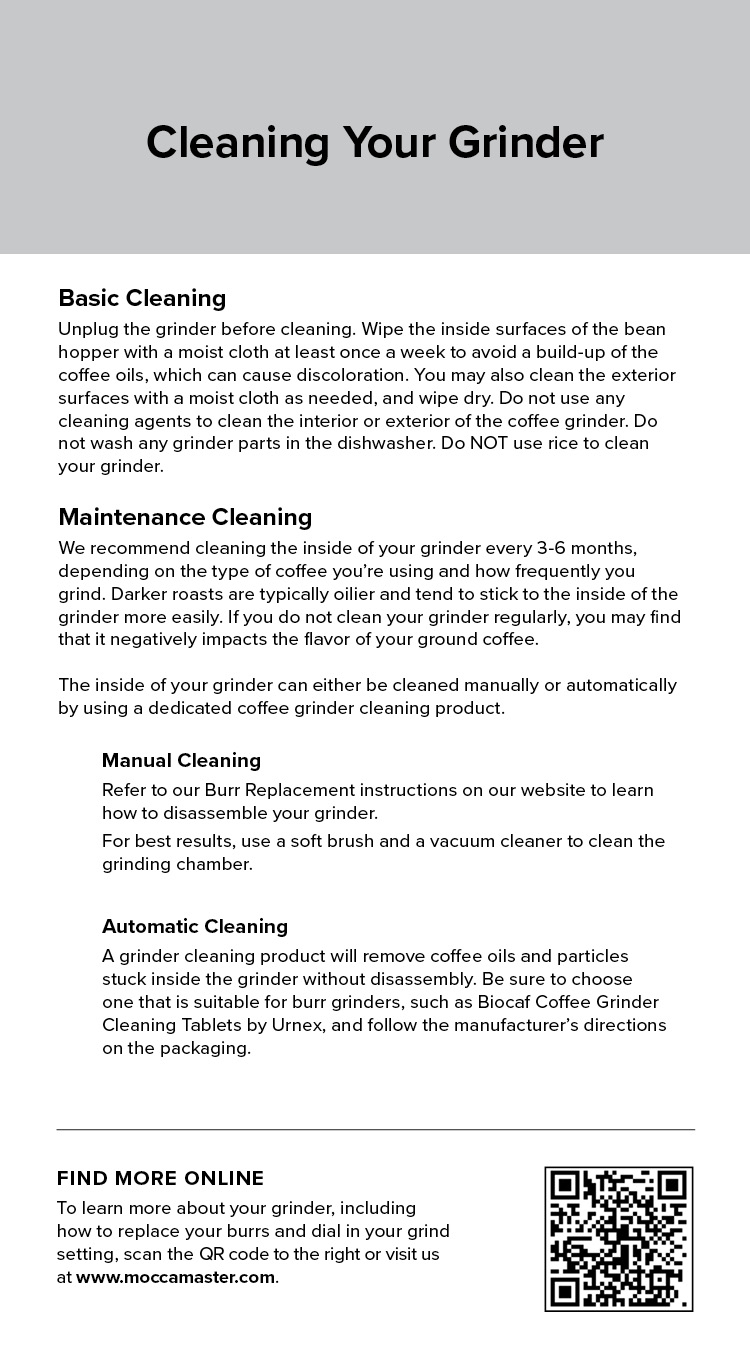 Moccamaster KM5 Burr Grinder Instruction Manual: English – Moccamaster USA