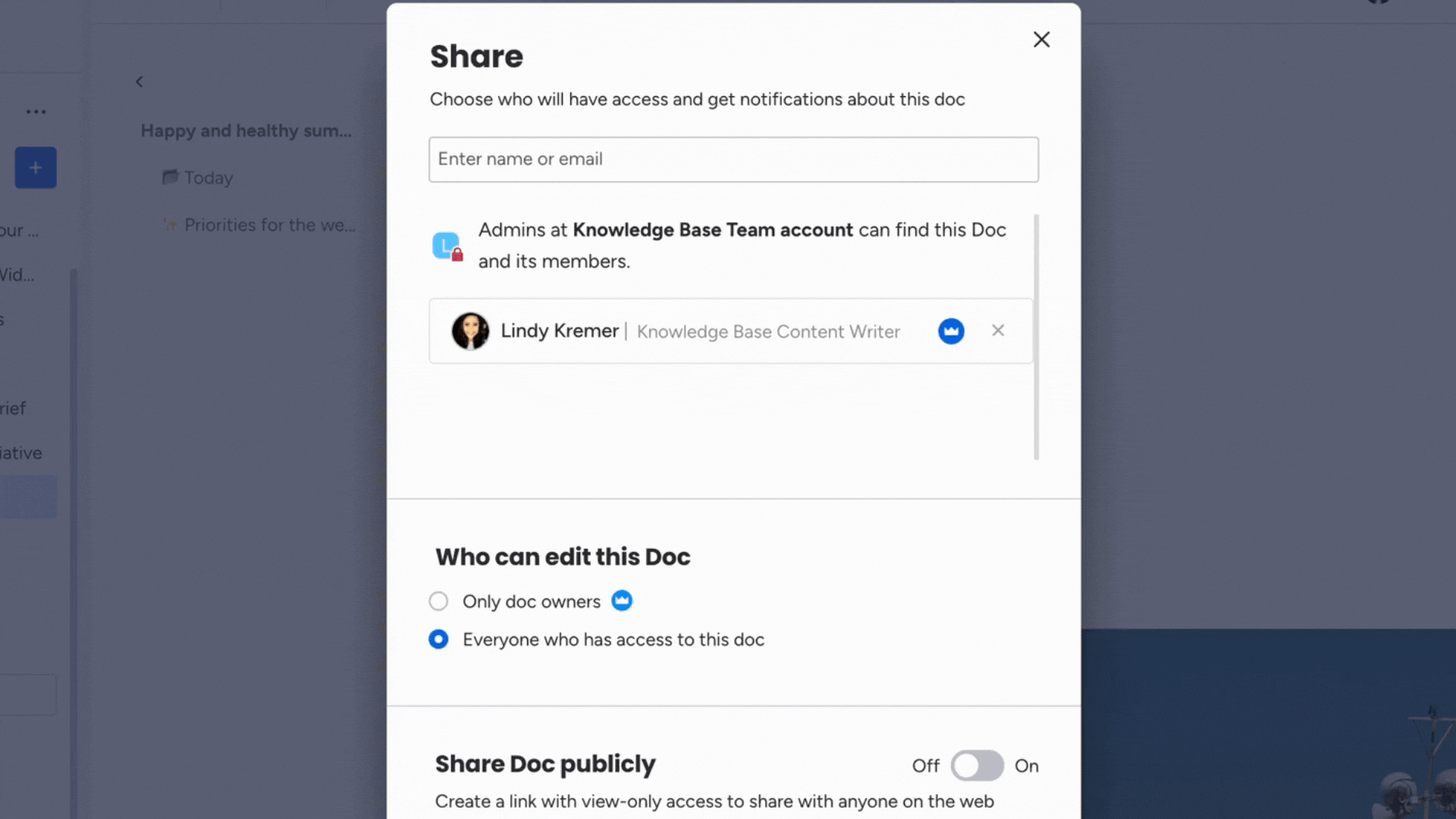 Share and export your workdocs Support