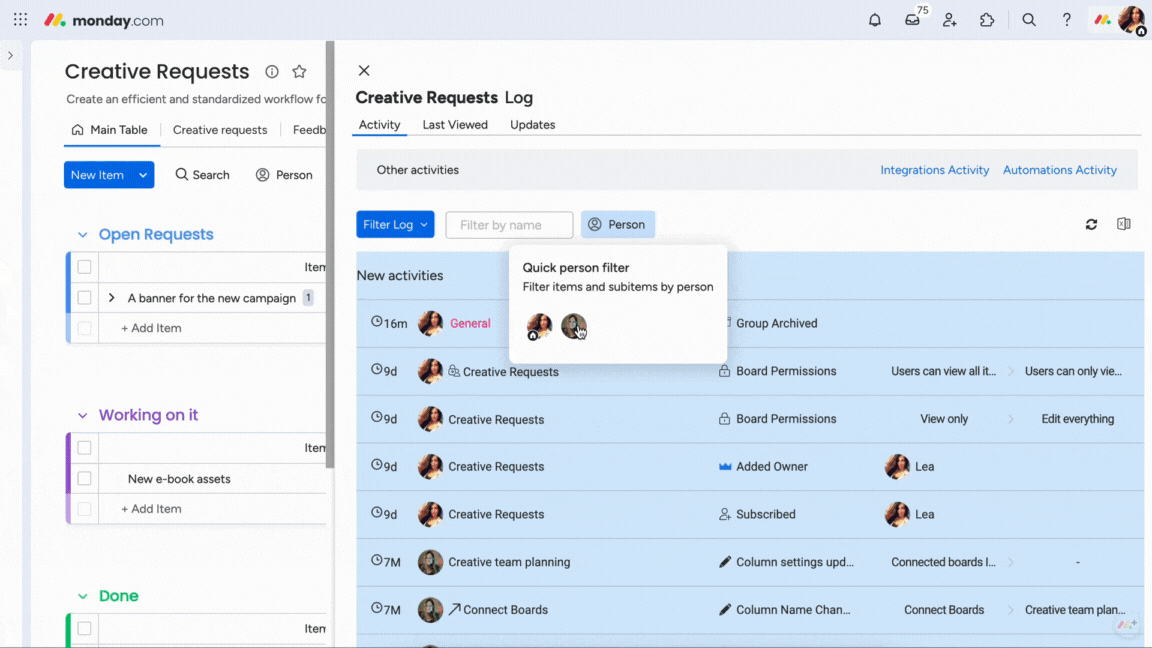 The Activity Log Support