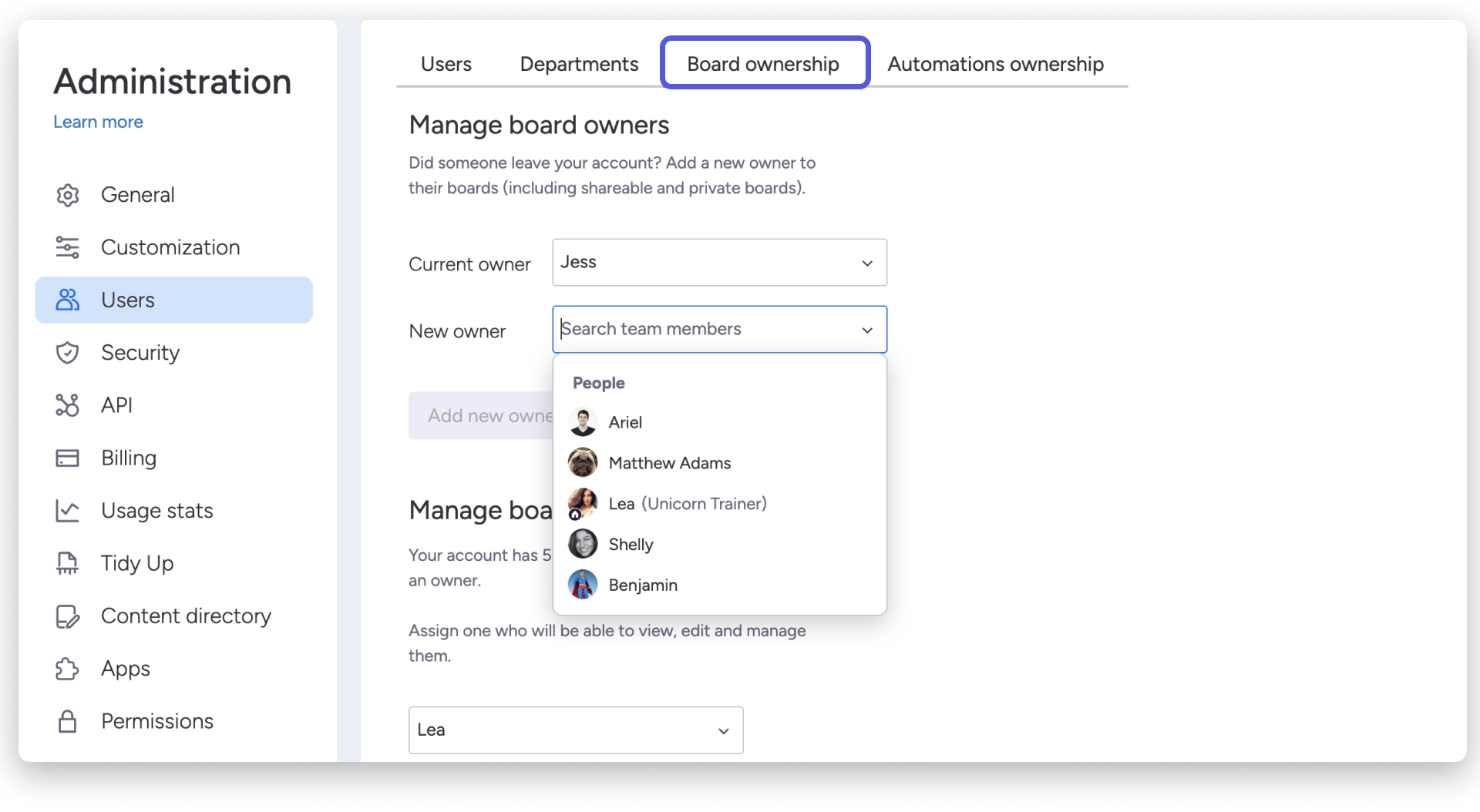 Changing board ownership Support