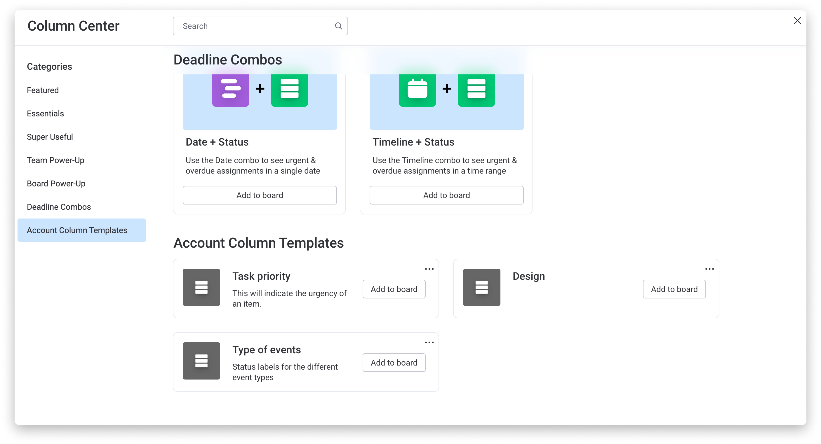 board templates Support