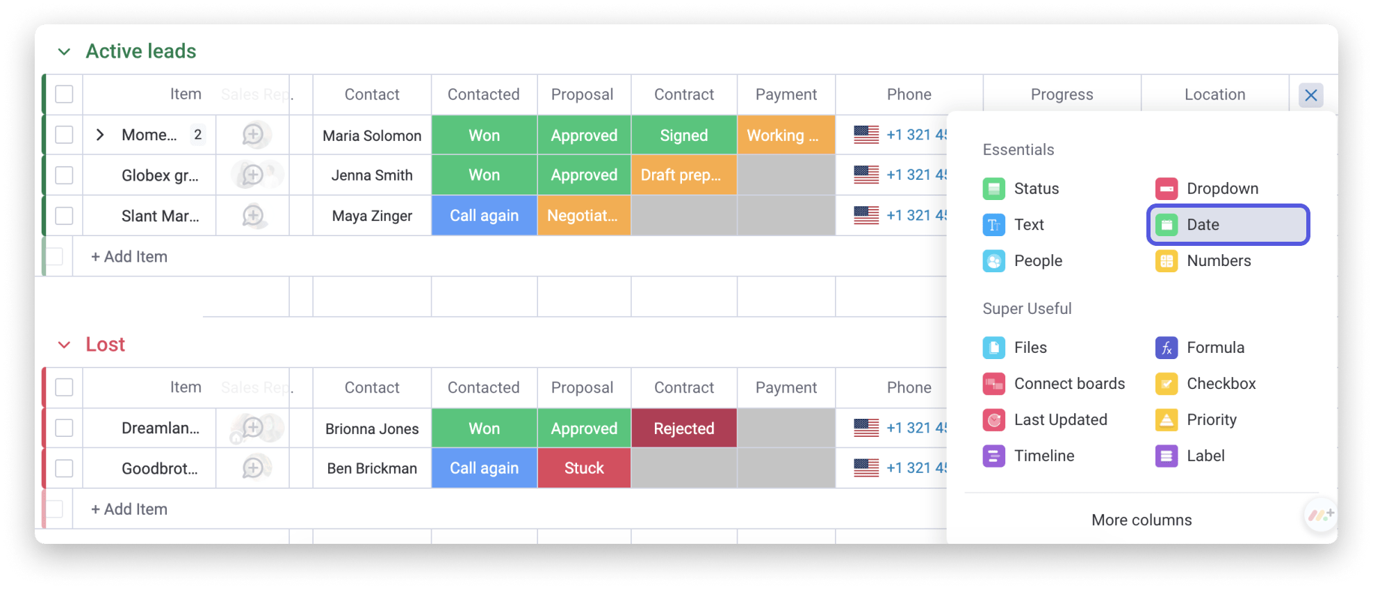 The Date Column Support