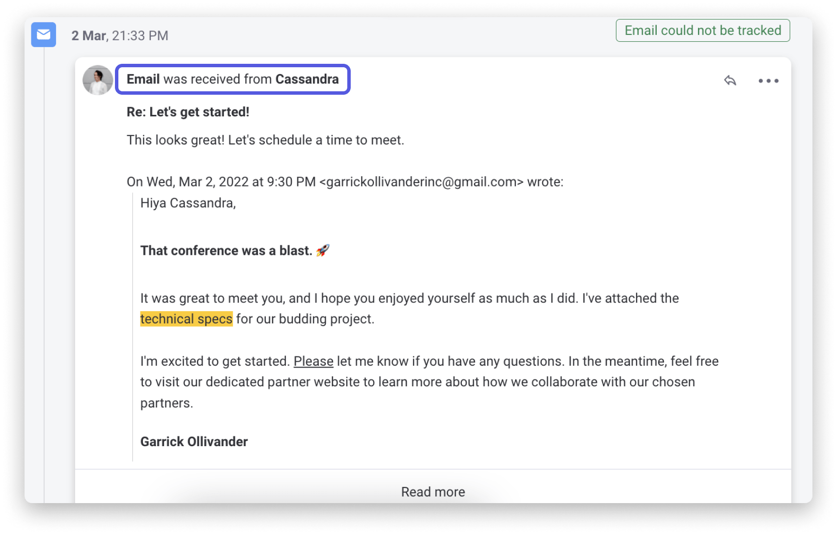 Emails & Activities on Support