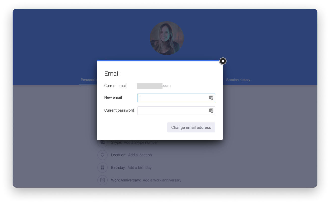 How to change your email or password Support
