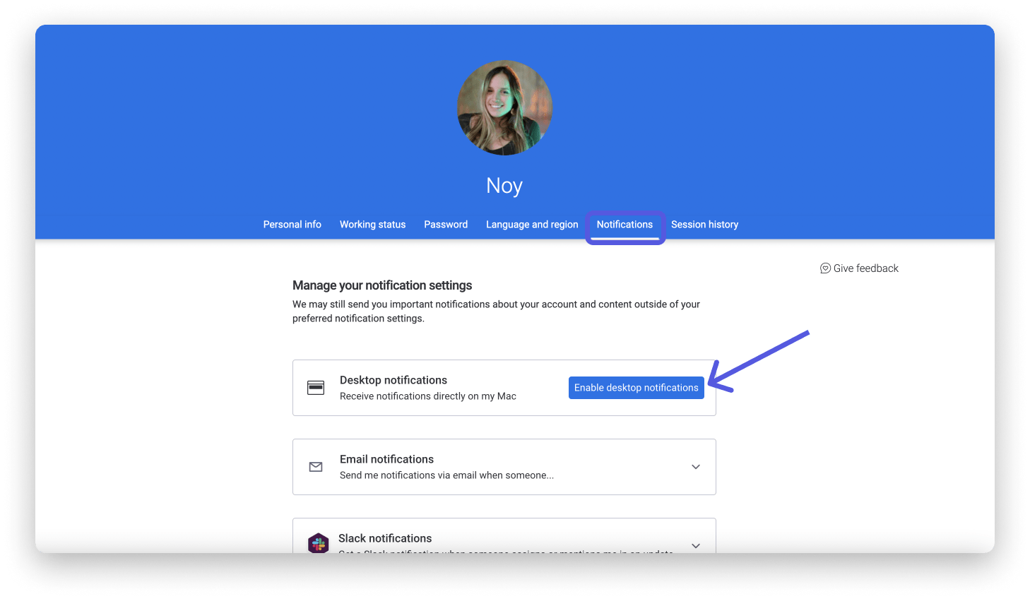 How to enable or disable desktop notifications Support