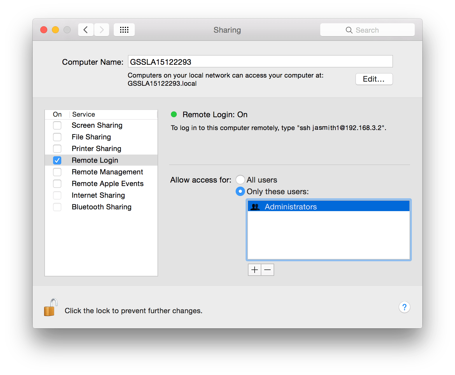 Configuring an OS X system as an SSH server