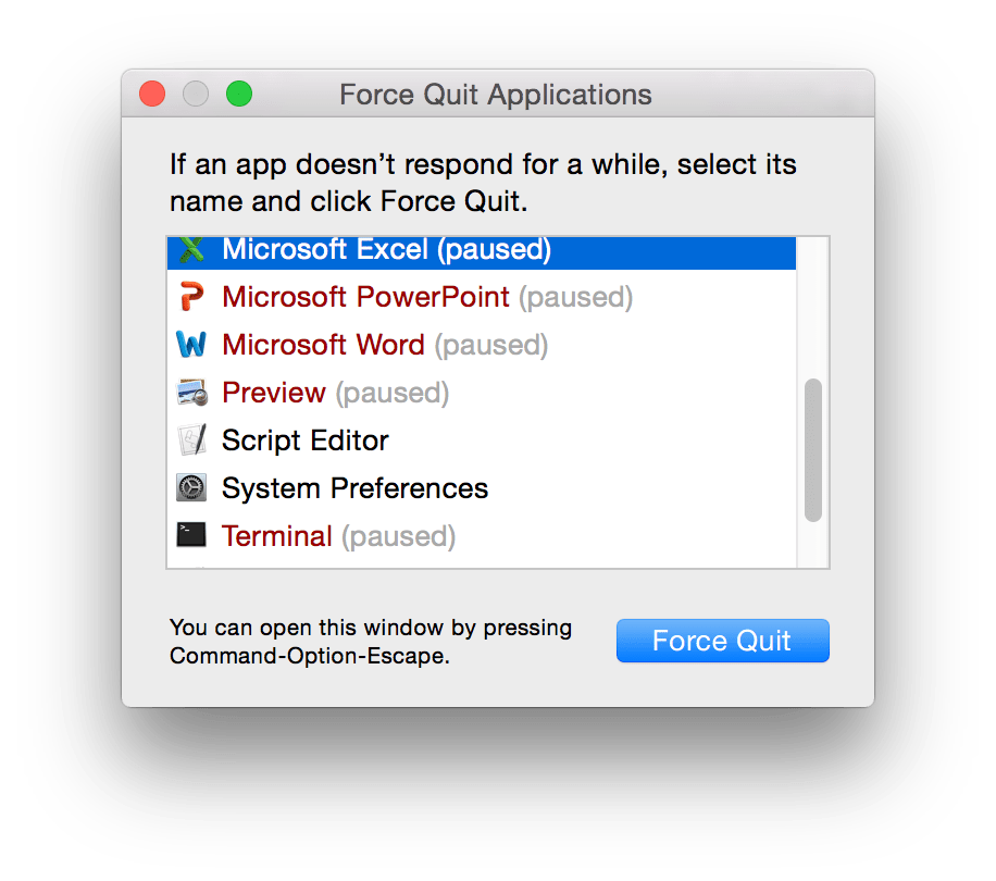 Unpausing paused OS X applications