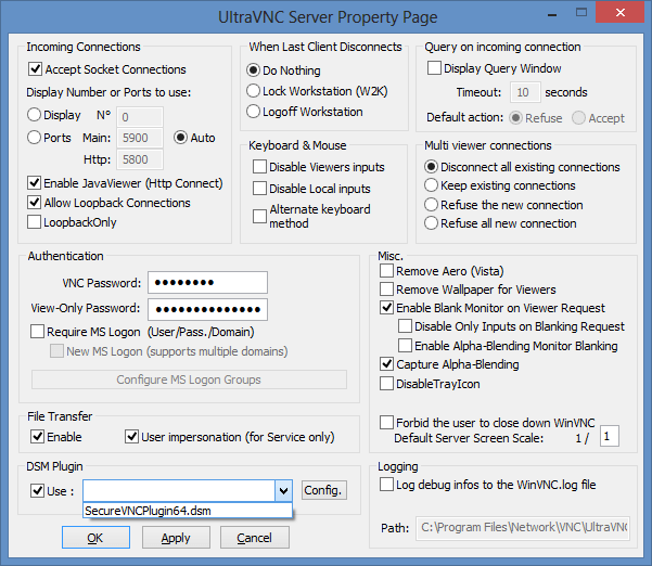 Installing an encryption plugin for UltraVNC