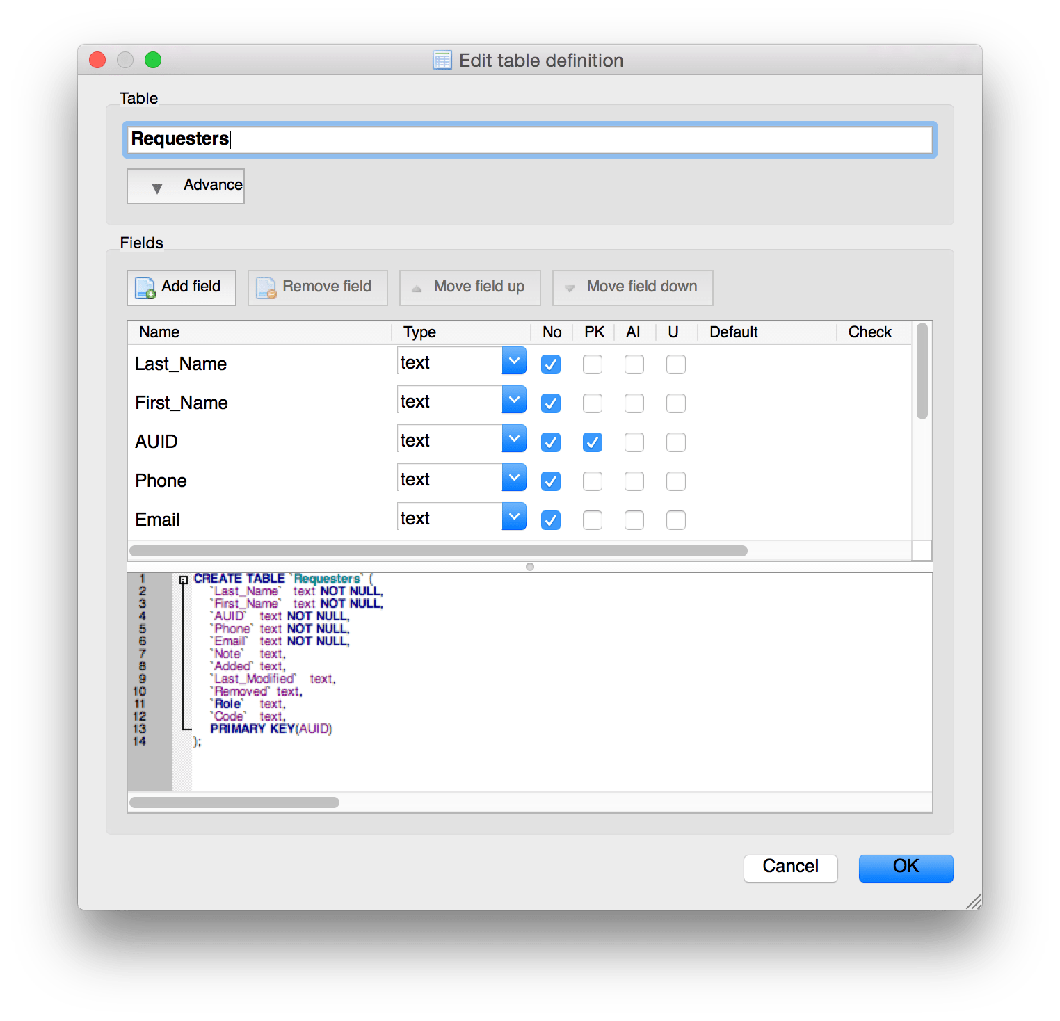 Adding a field to an SQLite table with DB Browser for SQLite