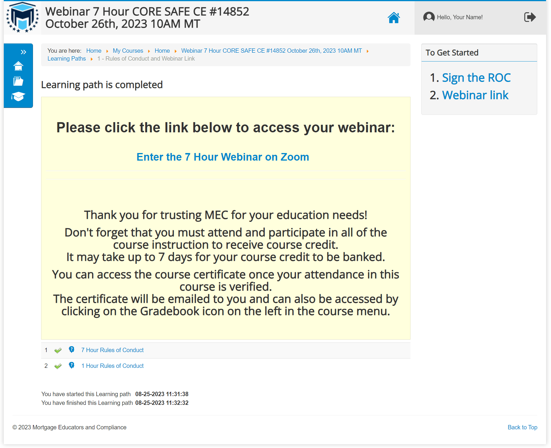 How to Access your inar Mortgage Educators