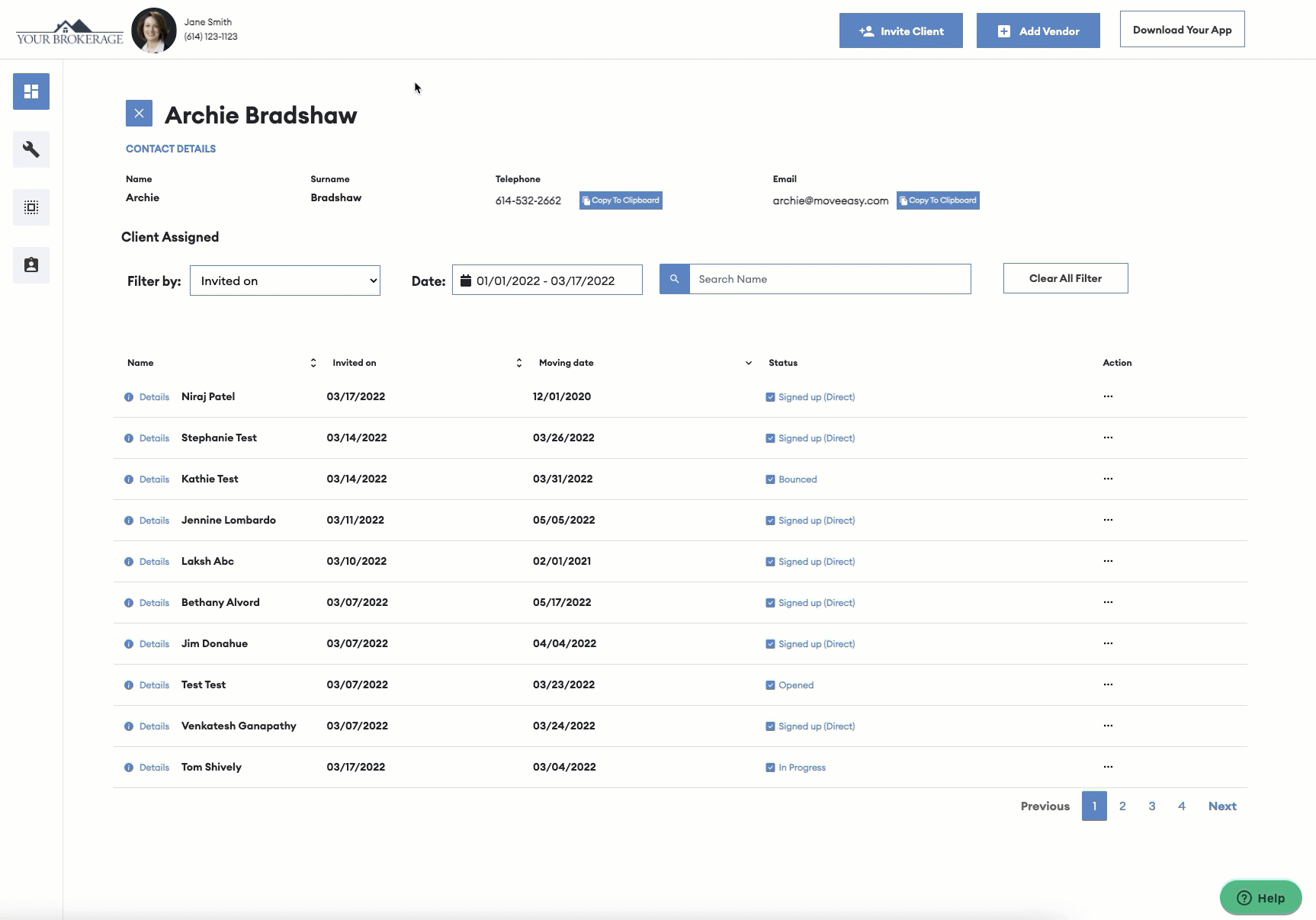 Contact your Clients Concierge MoveEasy