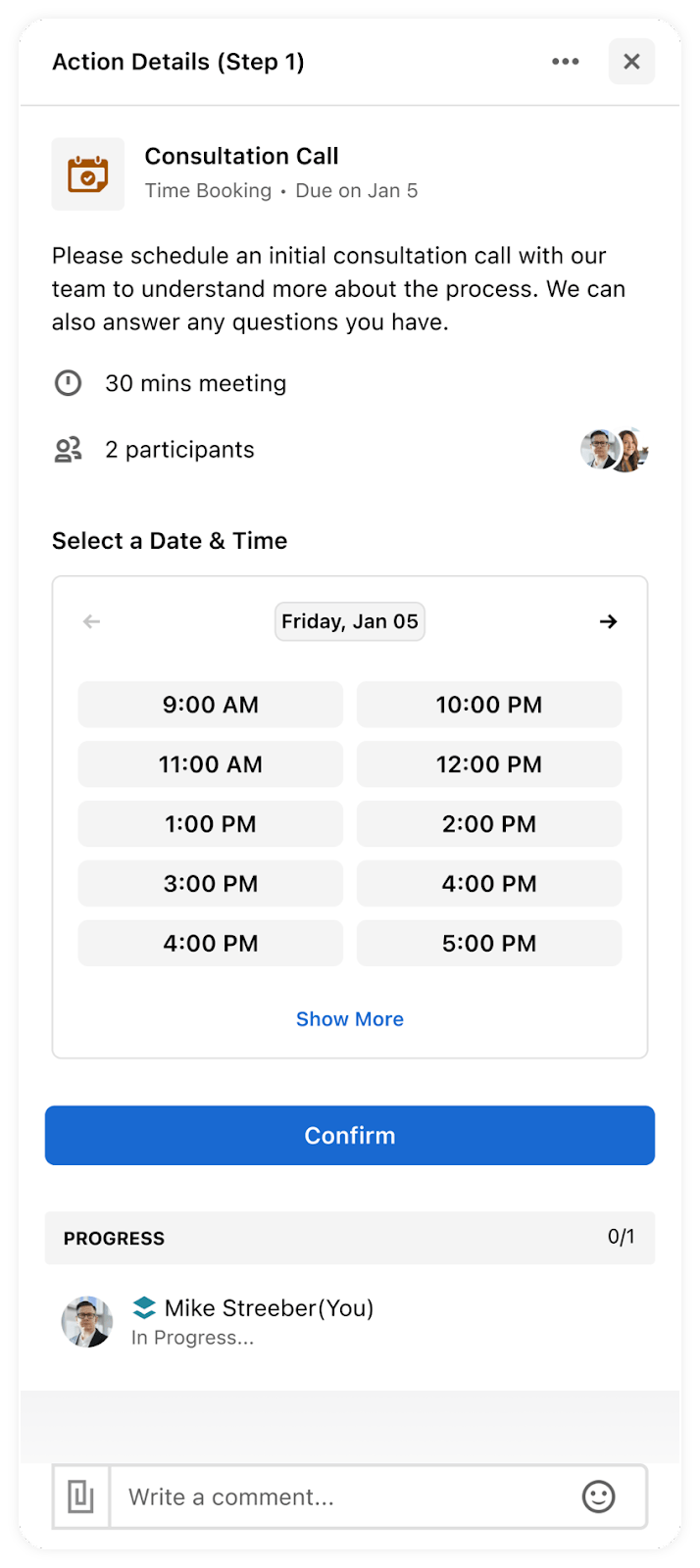 Time Booking Moxo Support