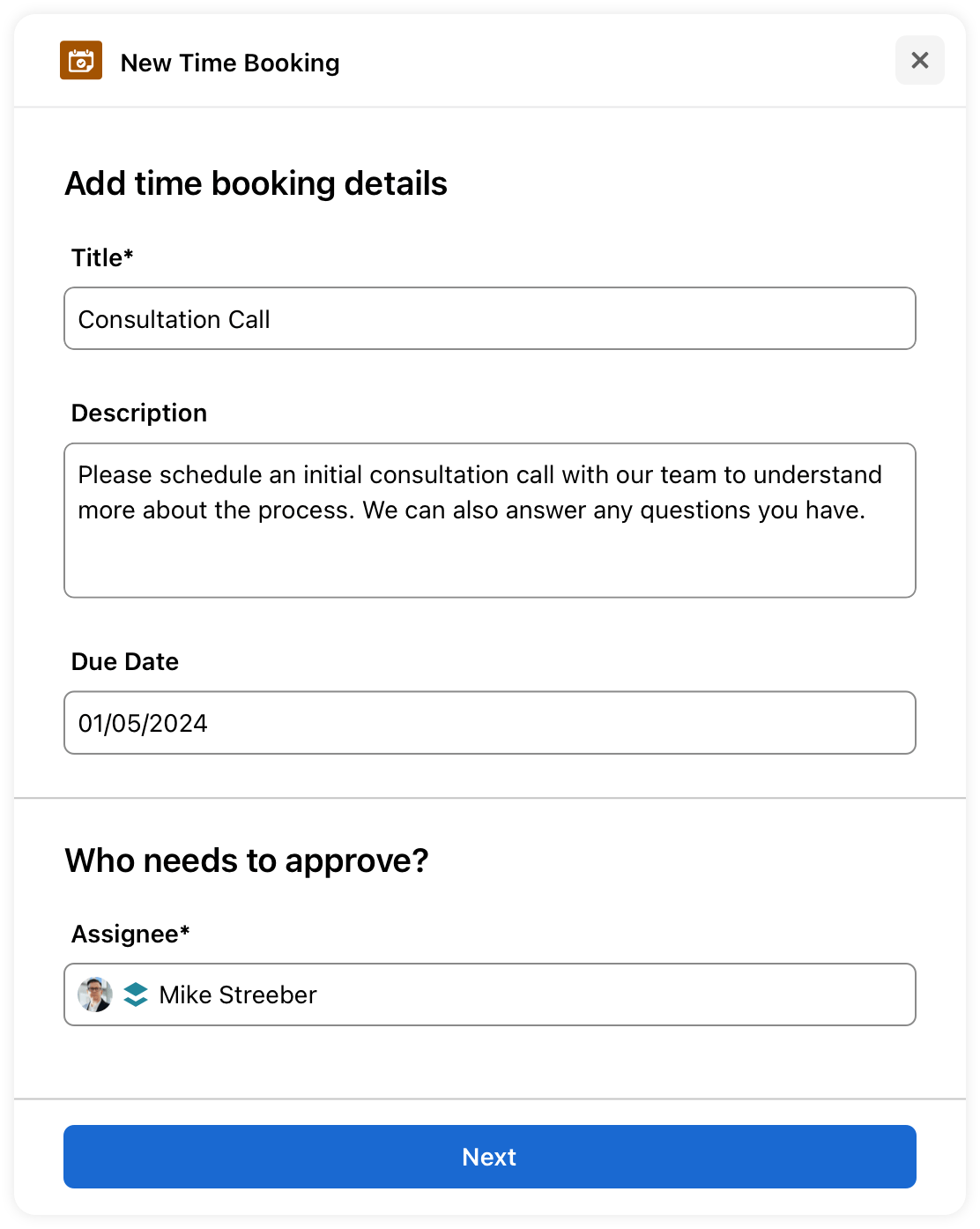 Time Booking Moxo Support