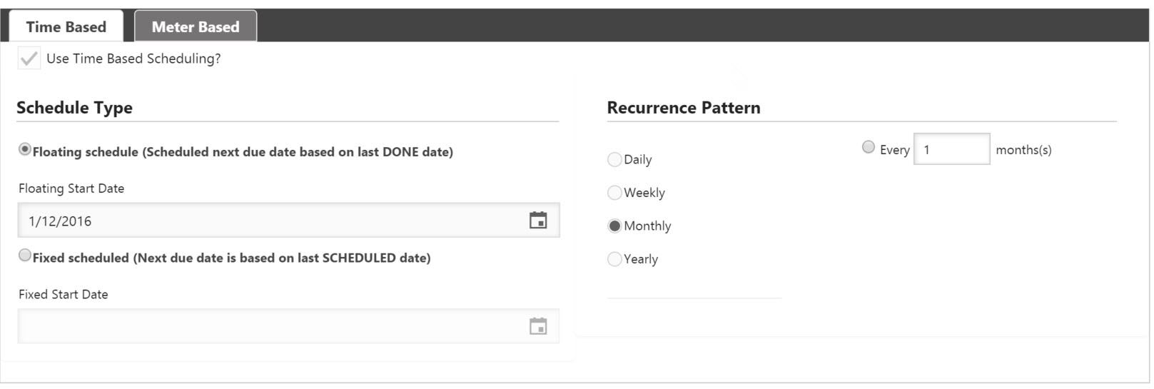To Schedule Maintenance Using a Floating Schedule