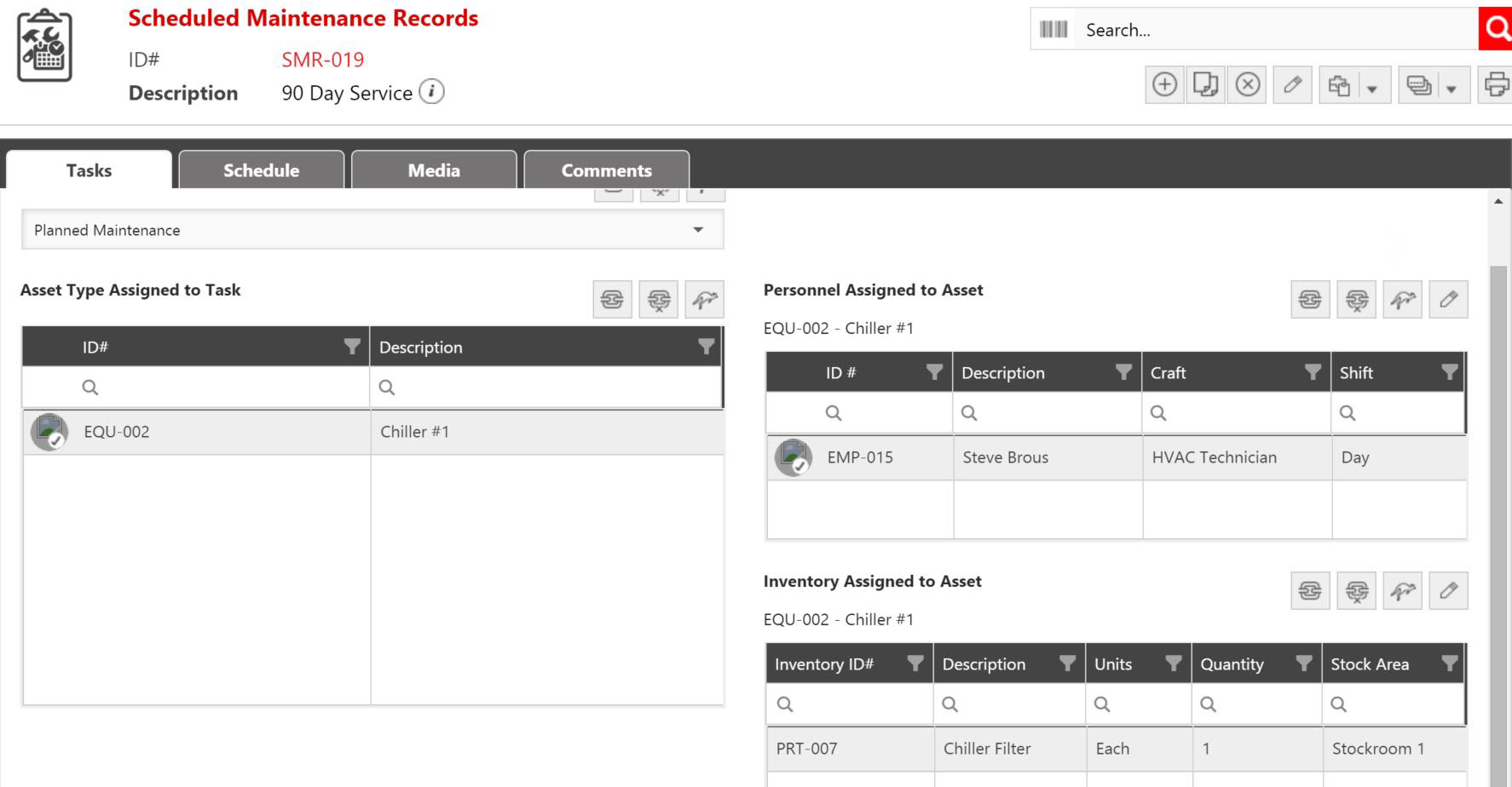 Scheduled Maintenance Task Section