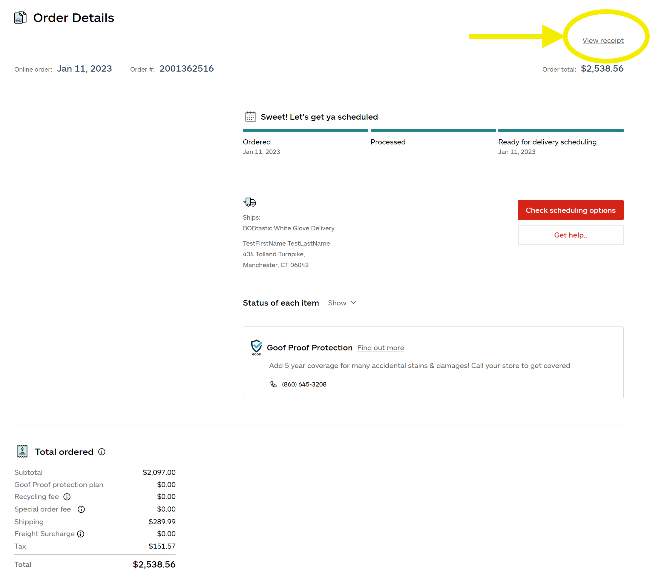 How do I print a receipt? Bob's Discount Furniture