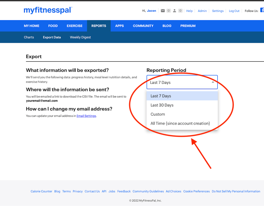 Data Export FAQs MyFitnessPal Help