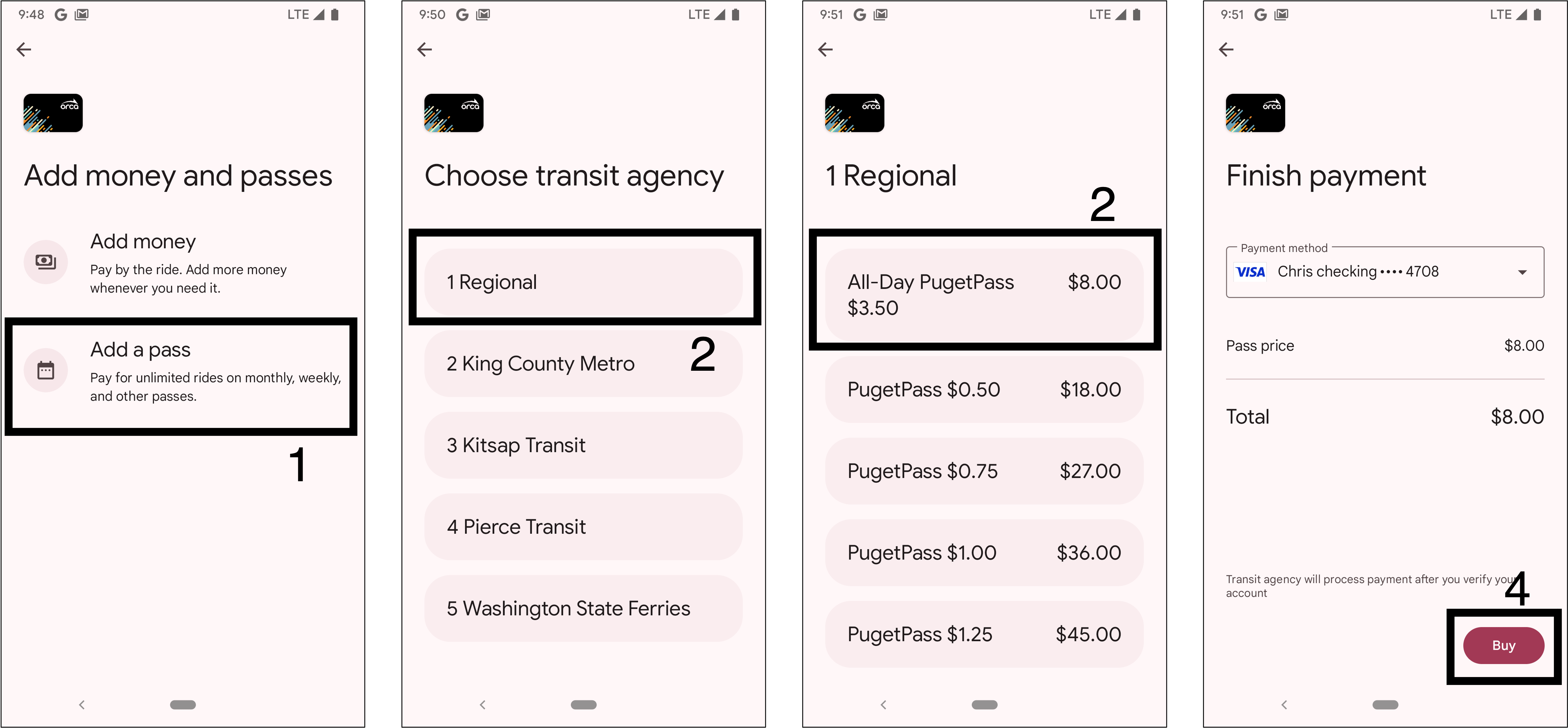 How to add money, passes and autoloads to an ORCA card in Google Wallet