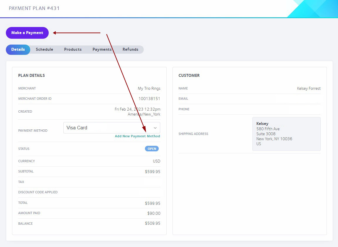 How can I view, change, or cancel my layaway? My Trio Rings