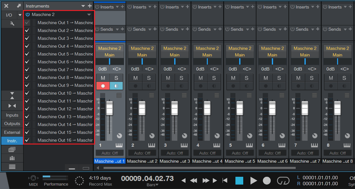 Presonus Studio OneでMASCHINEサウンドを個別のトラックにルーティングする方法 Native Instruments