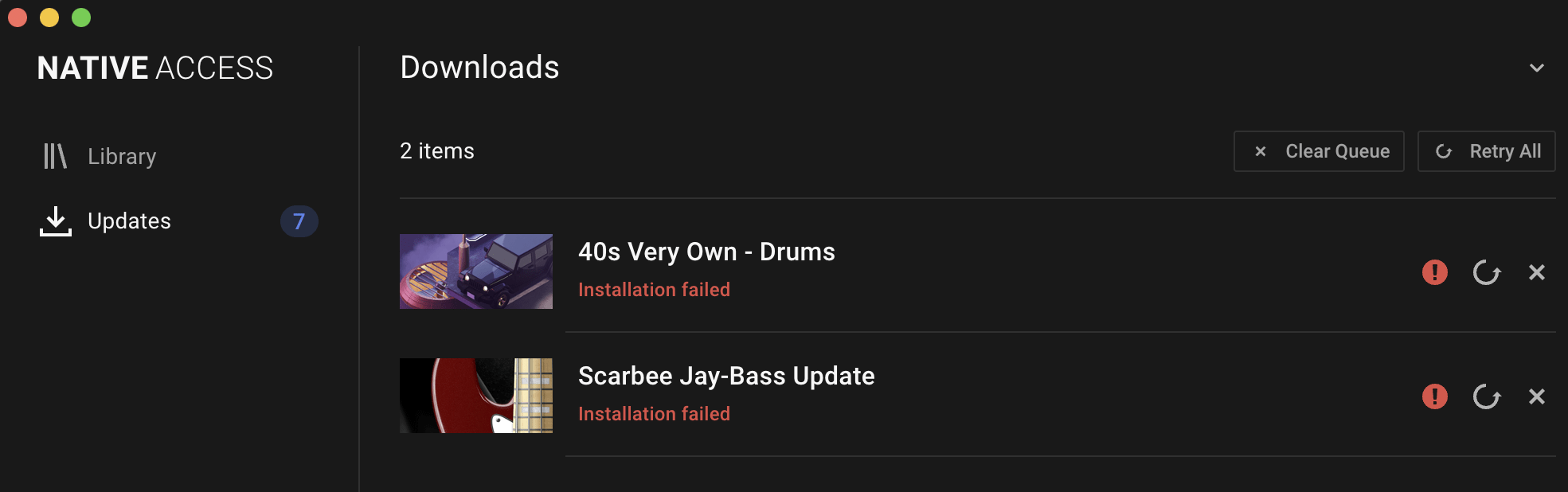 Native Access Error Message "Installation Failed" (Mac) Native