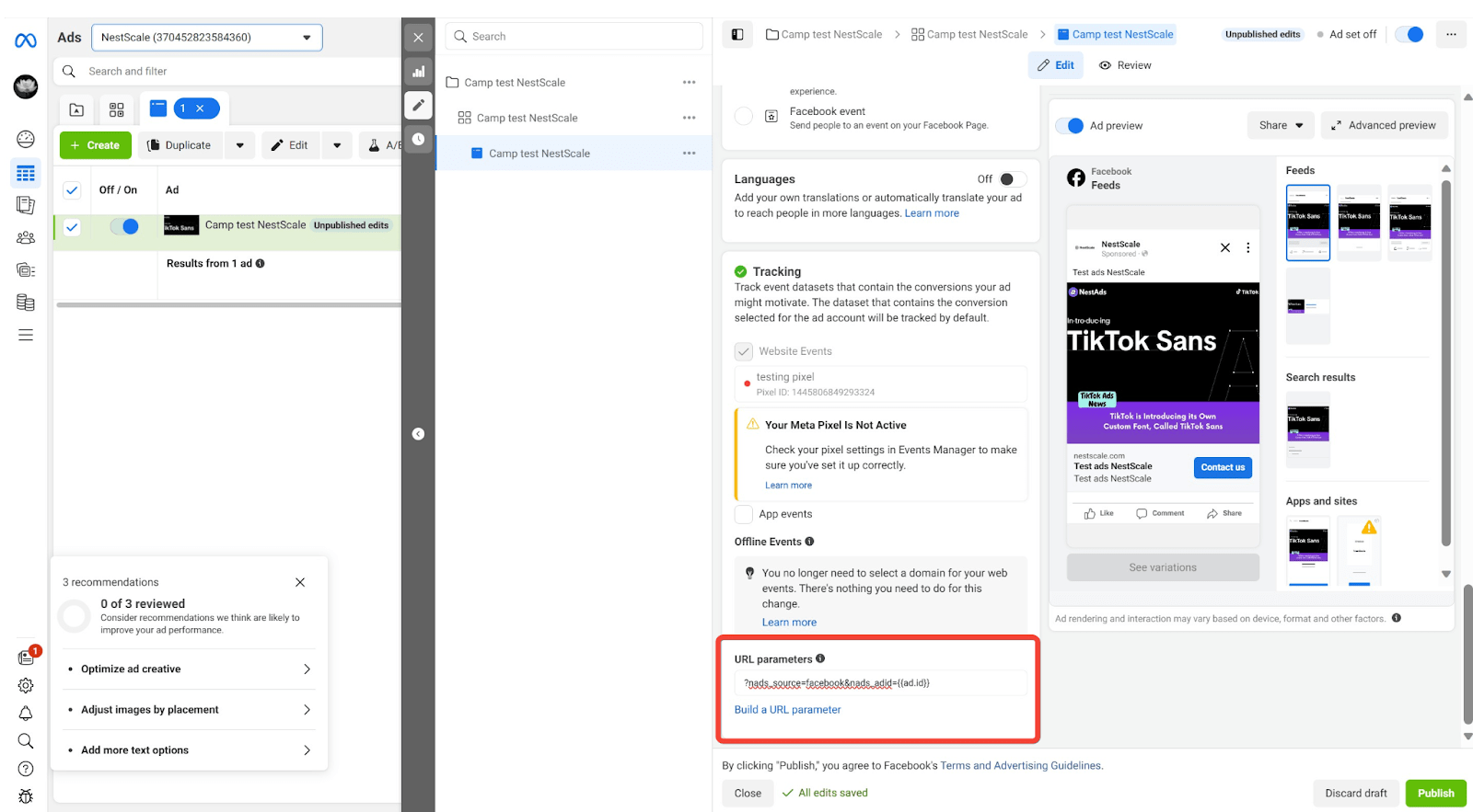 How to add NestAds tracking parameter in Facebook Ads Help Center