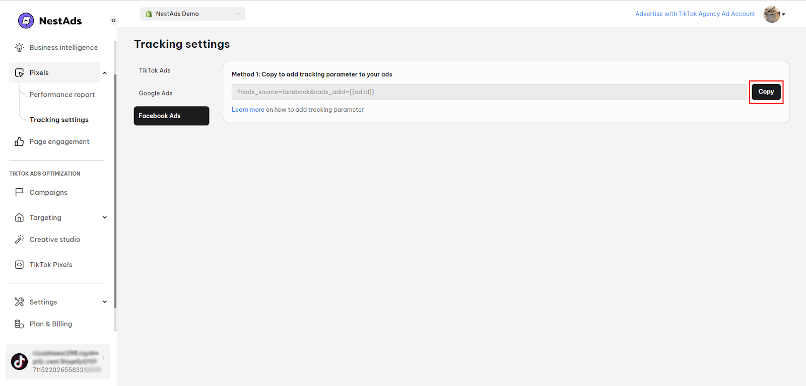 How to add NestAds tracking parameter in Facebook Ads Help Center
